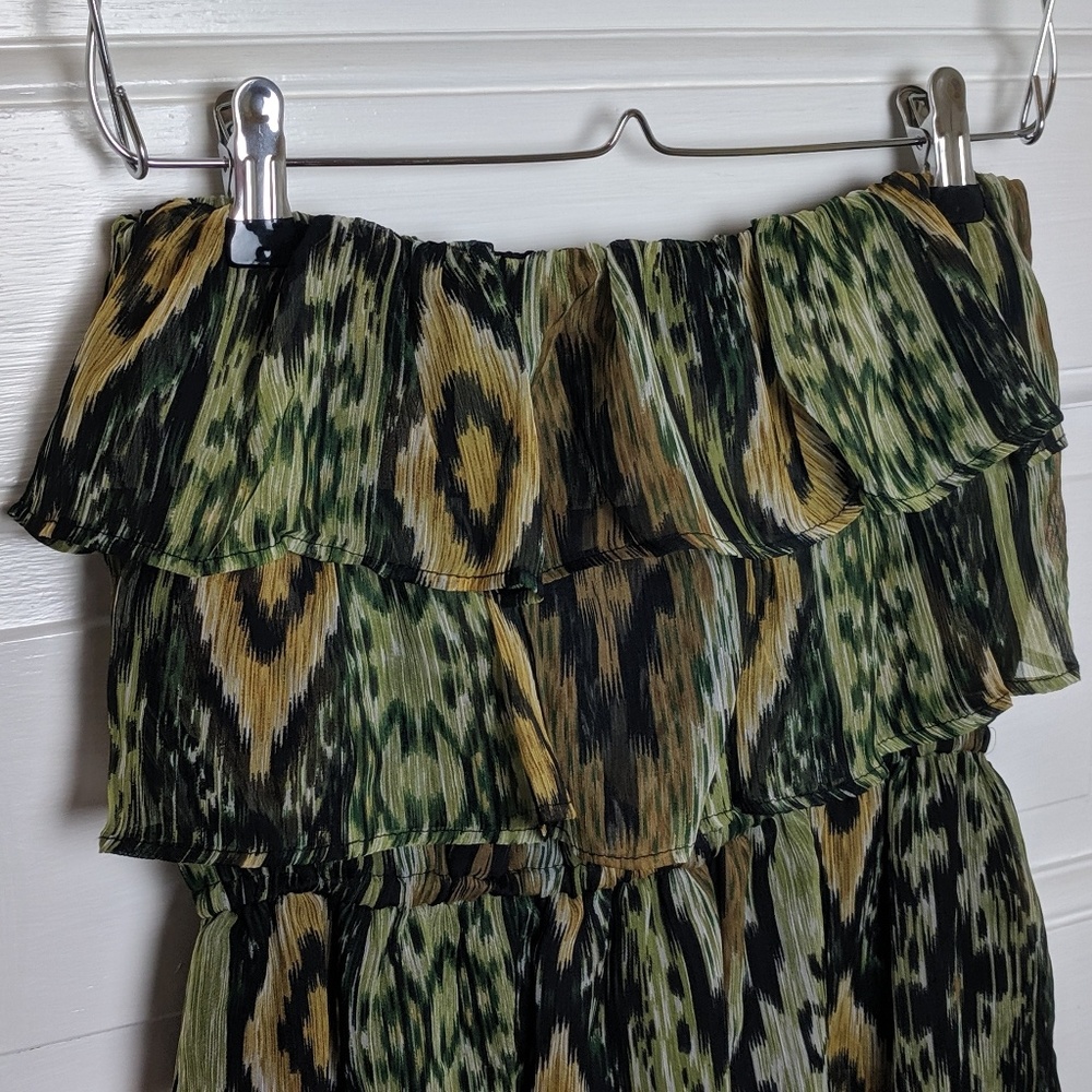 Body Central | Green Ikat Strapless Dress